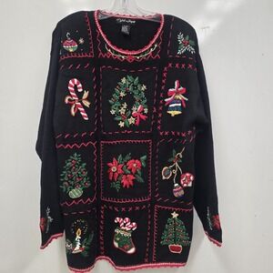 Festive Black Holiday Sweater